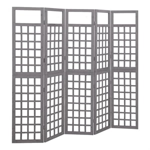 vidaXL 79.3&quotx70.9&quot Solid Fir Wood 5-Panel Room Divider/Trellis in Gray