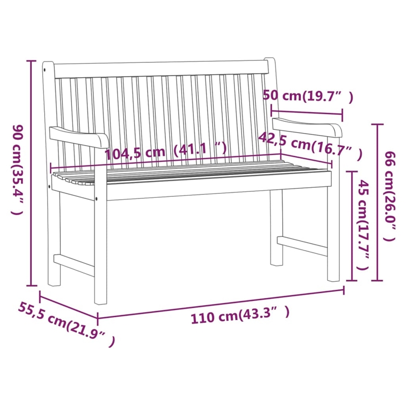 vidaXL Solid Acacia Wood Garden Bench in Natural/Brown