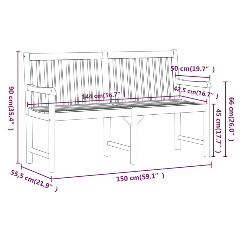 vidaXL Durable Solid Acacia Wood Garden Bench in Natural/Brown