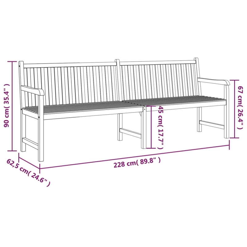 vidaXL Large Teak Wood Garden Bench in Brown