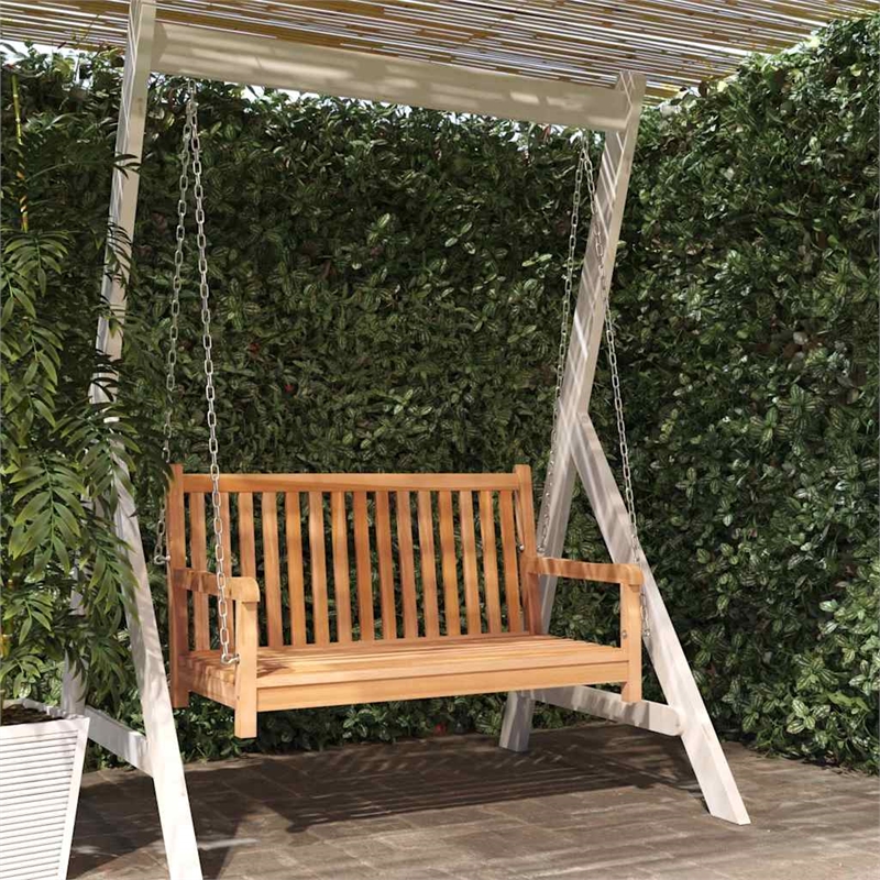 vidaXL Solid Teak Wood Standard Durable Swing Bench in Natural