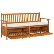 vidaXL Solid Acacia Wood Bench in Brown/White
