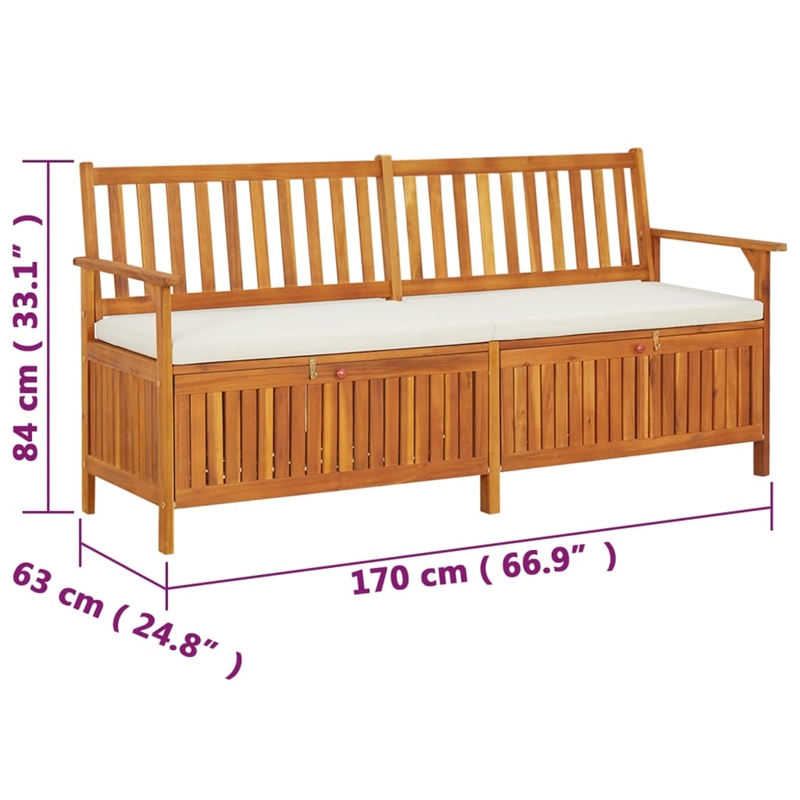 vidaXL Solid Acacia Wood Bench in Brown/White