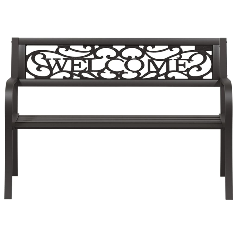 vidaXL Powder-Coated Steel Garden Bench in Black