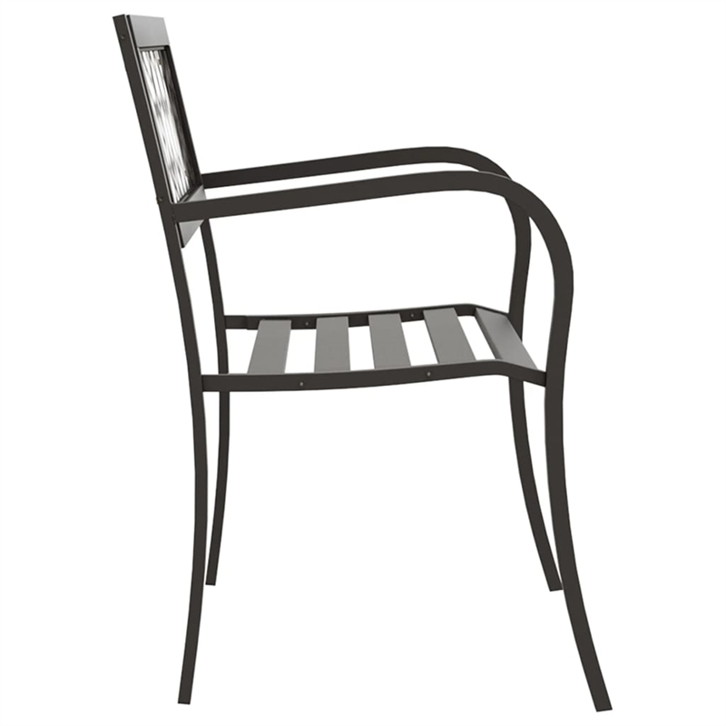 vidaXL Powder-Coated Steel Garden Bench in Black