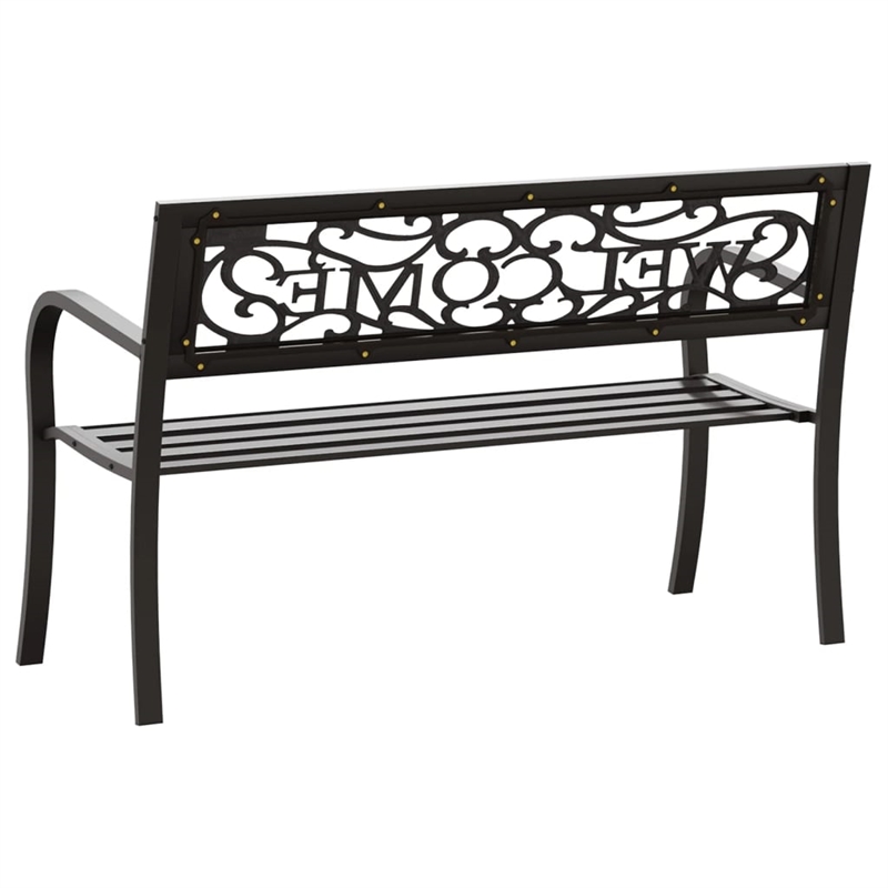 vidaXL Powder-Coated Steel Garden Bench in Black