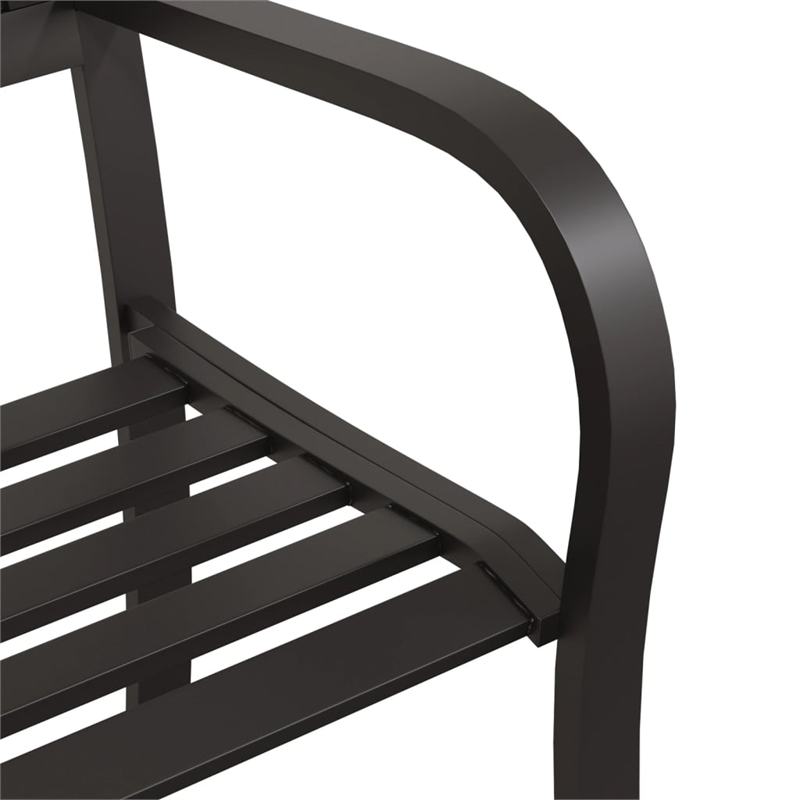 vidaXL Powder-Coated Steel Garden Bench in Black