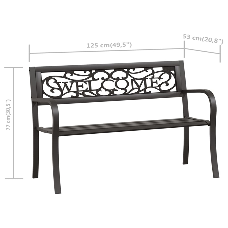 vidaXL Powder-Coated Steel Garden Bench in Black