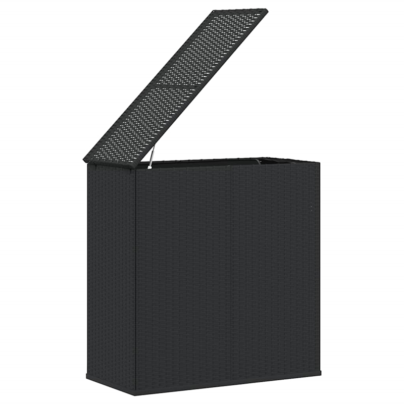 vidaXL PE Rattan Large Rectangular Cushion Box in Black