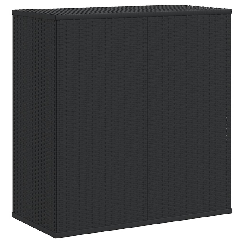 vidaXL PE Rattan Large Rectangular Cushion Box in Black