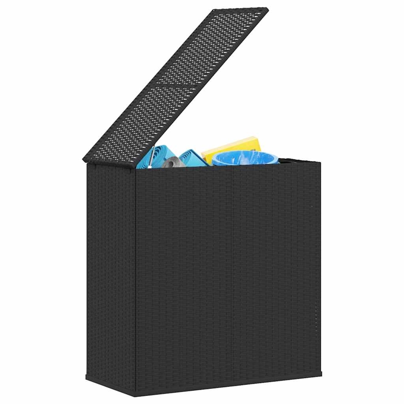 vidaXL PE Rattan Large Rectangular Cushion Box in Black