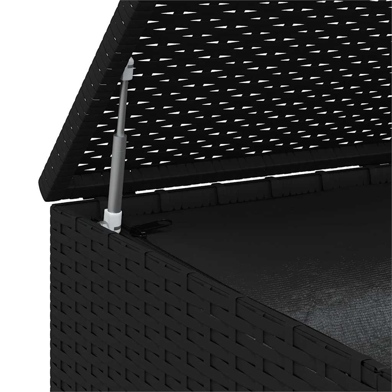 vidaXL PE Rattan Large Rectangular Cushion Box in Black