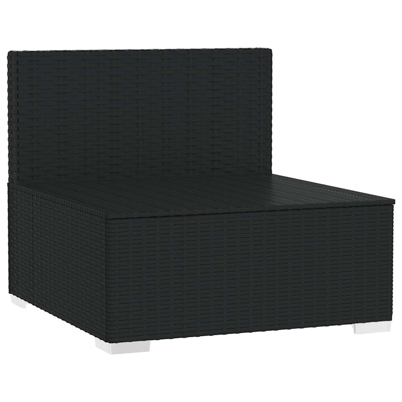 vidaXL PE Rattan Medium Garden Middle Sofa in Black