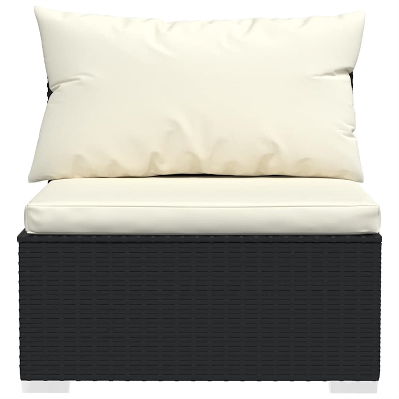 vidaXL PE Rattan Medium Garden Middle Sofa in Black