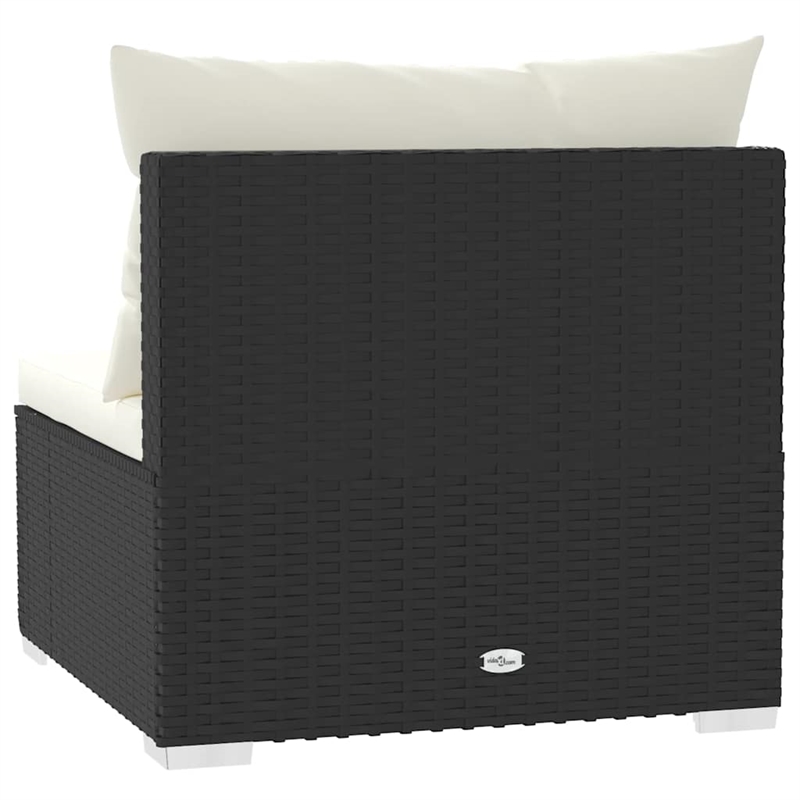 vidaXL PE Rattan Medium Garden Middle Sofa in Black