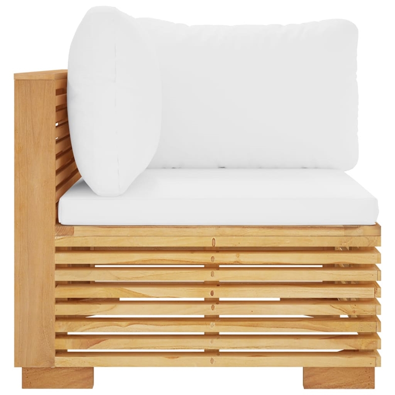 vidaXL Solid Teak Wood Medium Corner Sofa in Cream