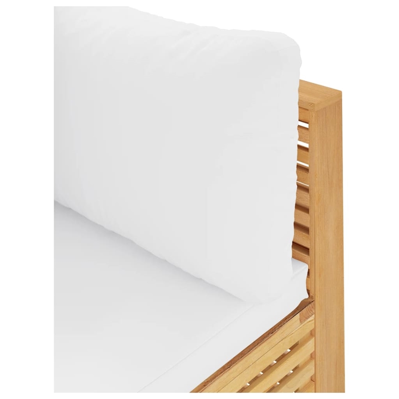 vidaXL Solid Teak Wood Medium Corner Sofa in Cream