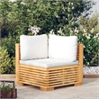vidaXL Solid Teak Wood Medium Corner Sofa in Cream