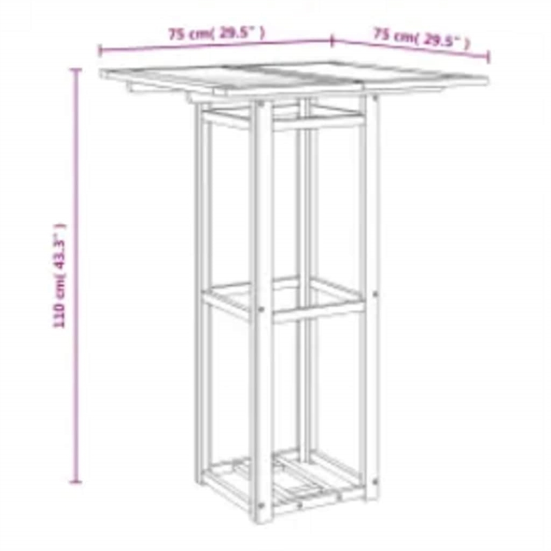 vidaXL Solid Acacia Wood Tall Square Bistro Table in Natural