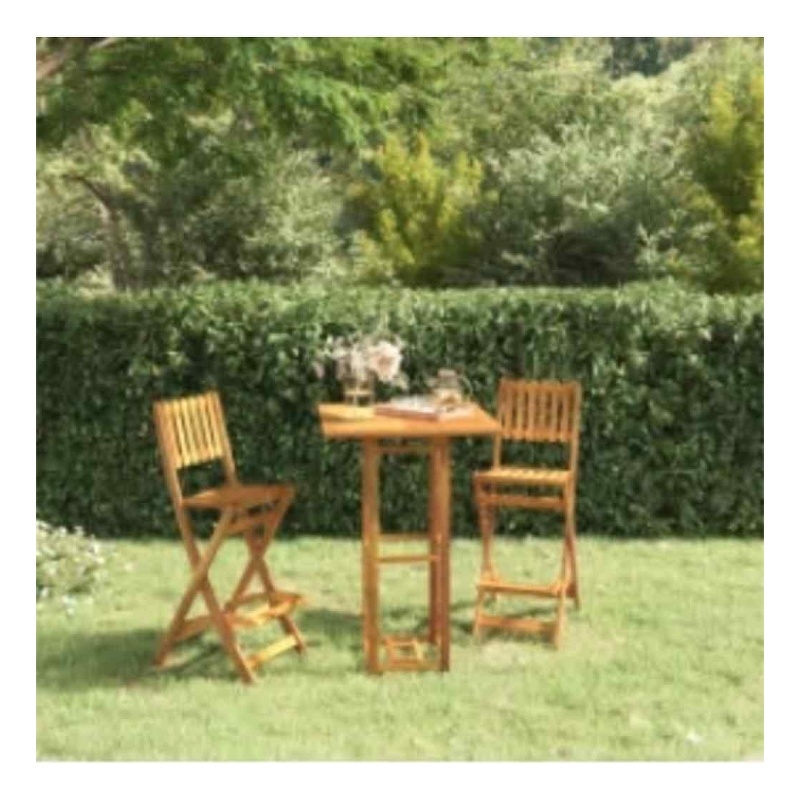 vidaXL Solid Acacia Wood Tall Square Bistro Table in Natural