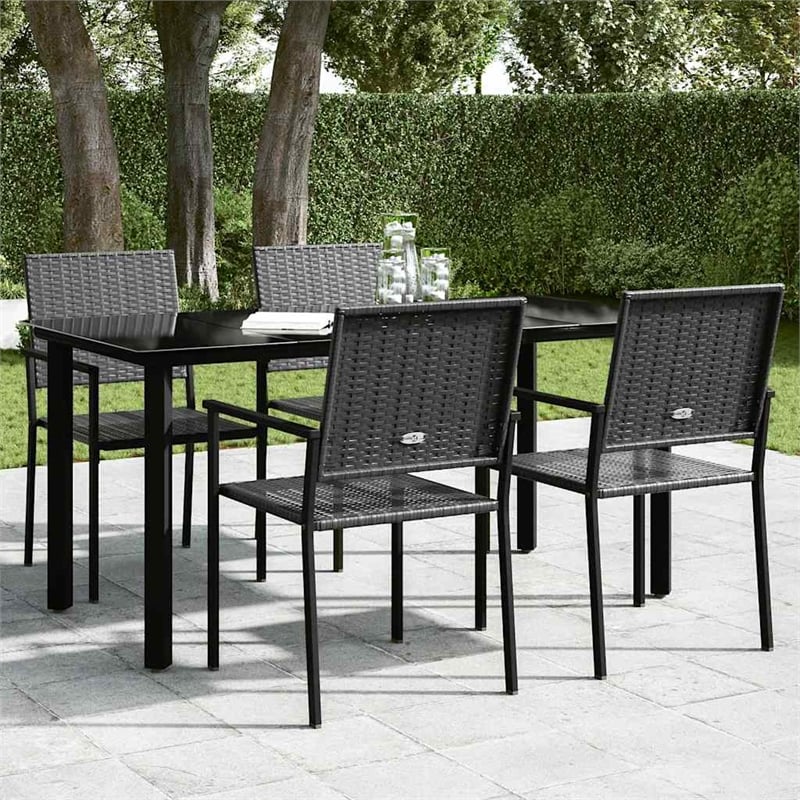 vidaXL Powder-Coated Steel Dining Table in Black