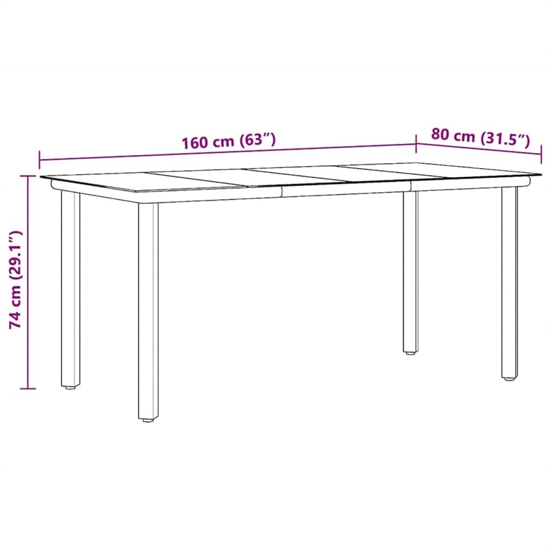 vidaXL Powder-Coated Steel Dining Table in Black