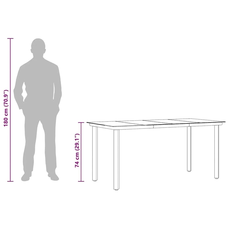 vidaXL Powder-Coated Steel Dining Table in Black
