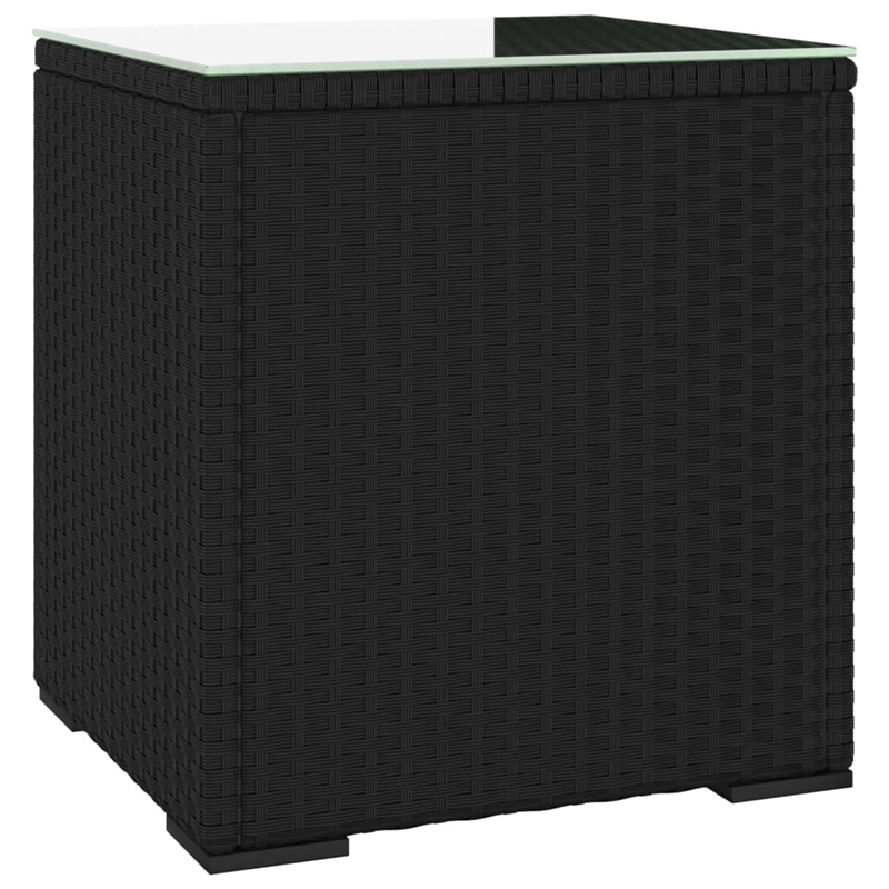vidaXL PE Rattan Compact Durable Square Side Table in Black