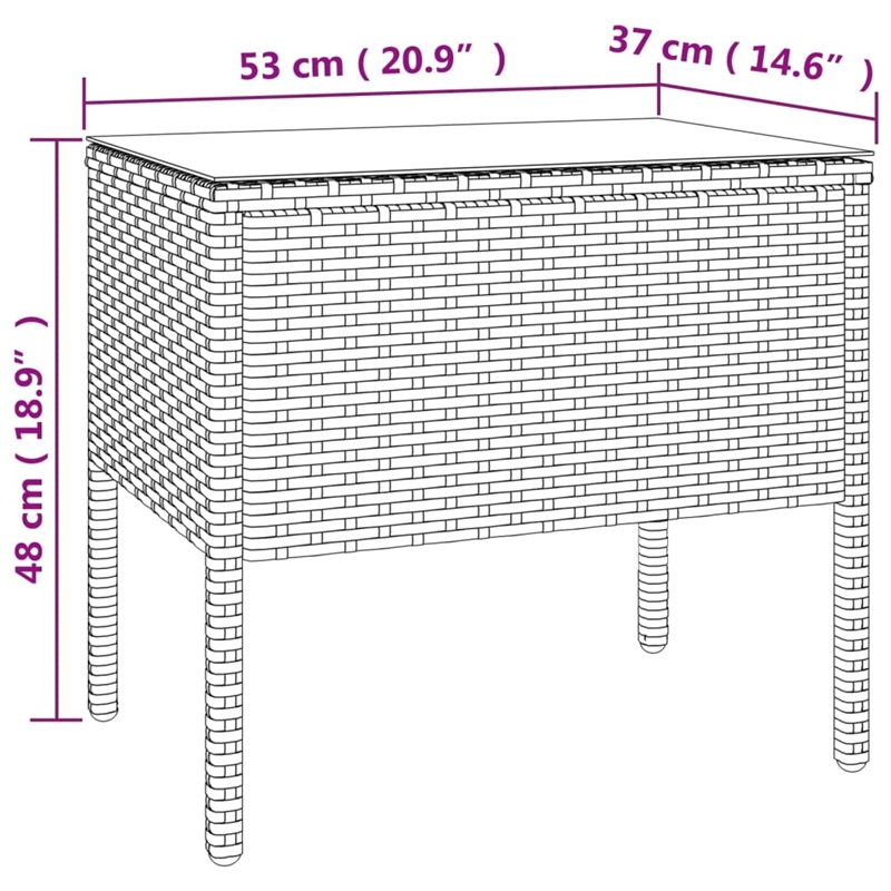 vidaXL Poly Rattan Compact Durable Side Table in Black