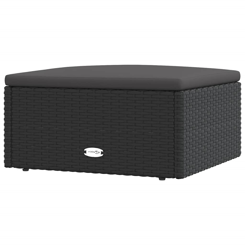 vidaXL Modular PE Rattan Small Garden Footstool in Black