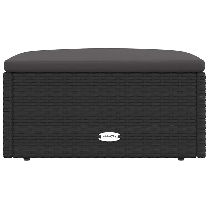 vidaXL Modular PE Rattan Small Garden Footstool in Black