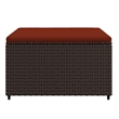 vidaXL PE Rattan Medium Patio Footrest in Brown with Cinnamon Red Cushion