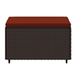 vidaXL PE Rattan Medium Patio Footrest in Brown with Cinnamon Red Cushion