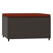 vidaXL PE Rattan Medium Patio Footrest in Brown with Cinnamon Red Cushion