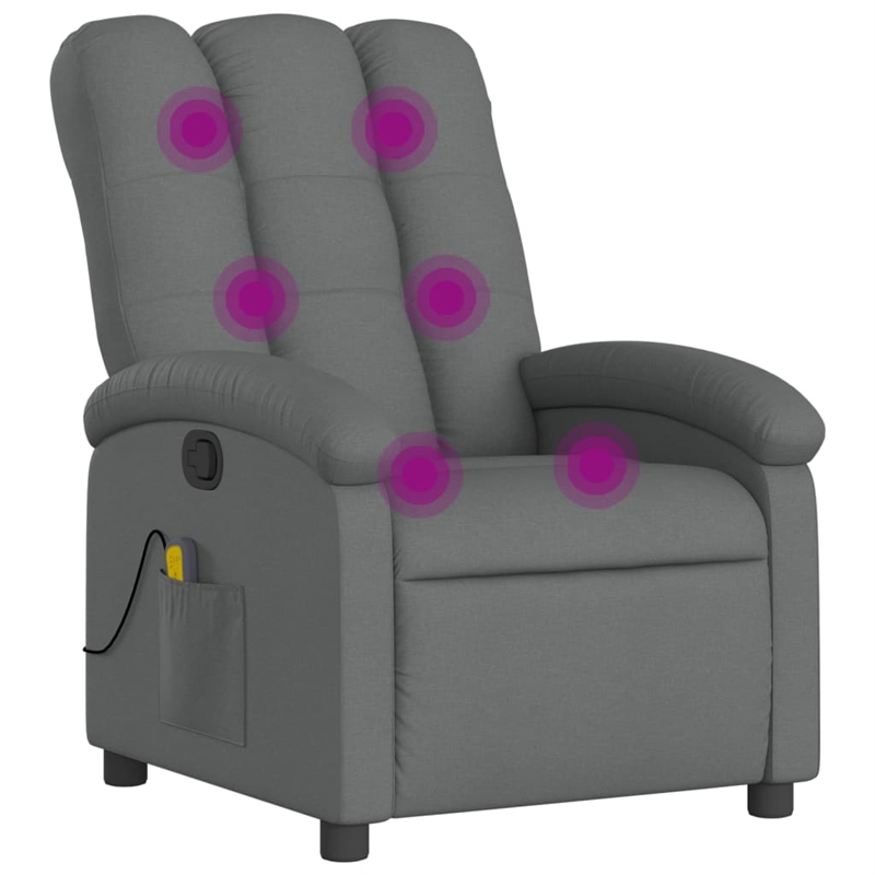 vidaXL Polyester Single Massage Recliner Chair in Dark Grey