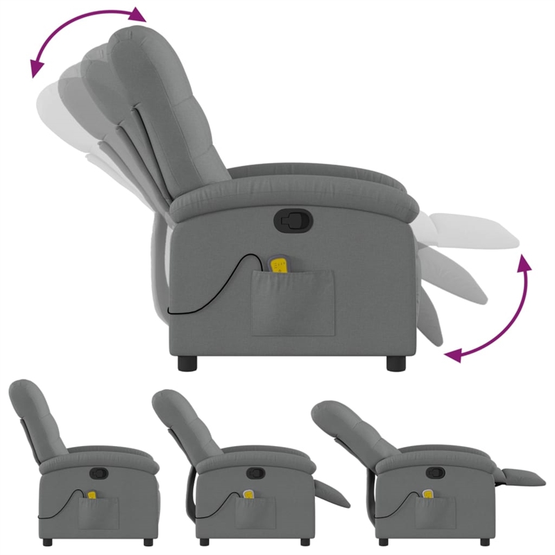vidaXL Polyester Single Massage Recliner Chair in Dark Grey