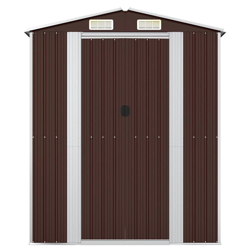 vidaXL Galvanized Steel Large Garden Shed in Dark Brown