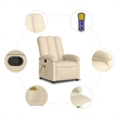 vidaXL Fabric Massage Recliner Chair in Cream