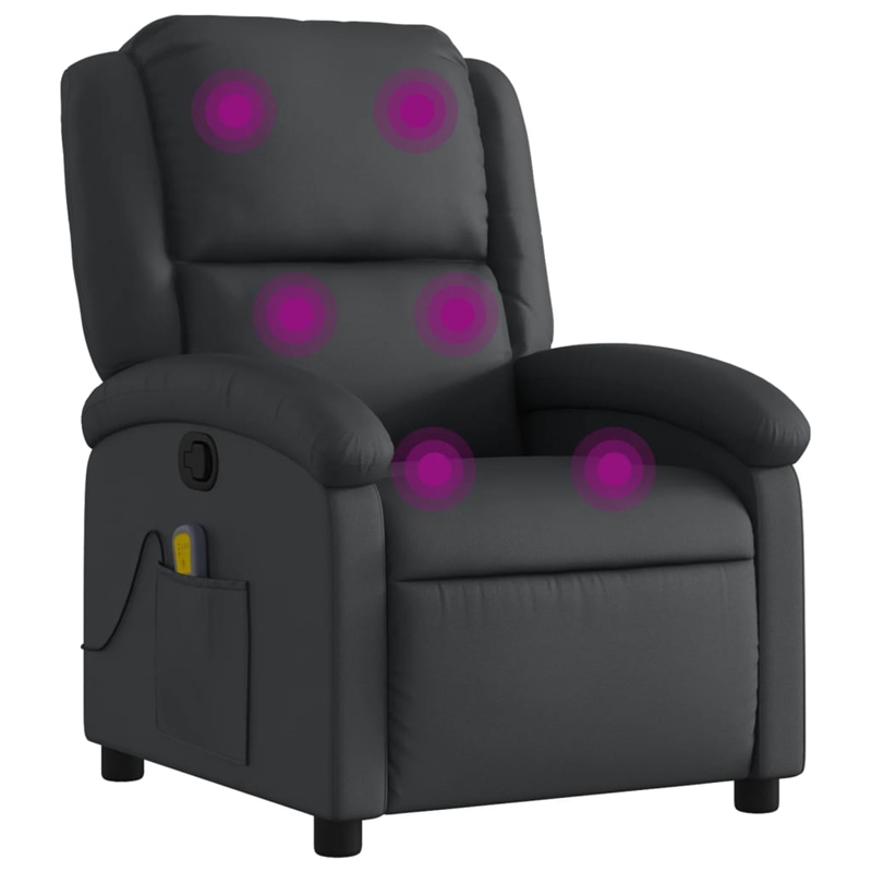 vidaXL Leather Massage Recliner Chair in Black
