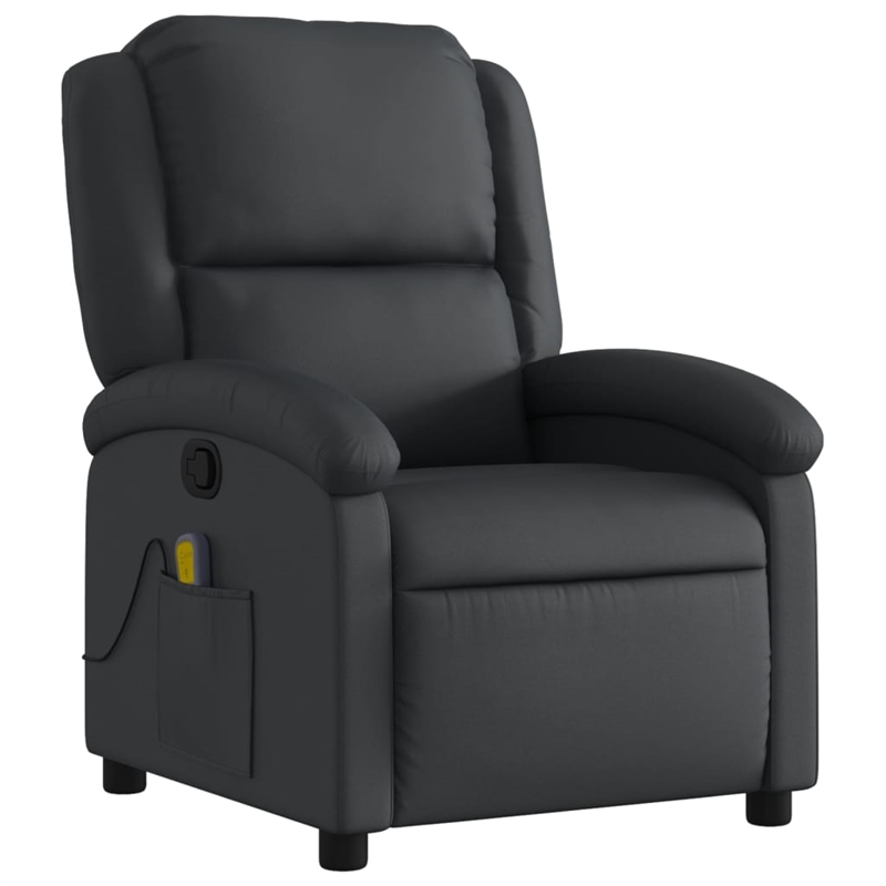vidaXL Leather Massage Recliner Chair in Black