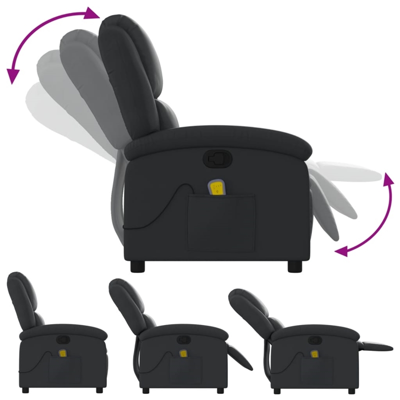 vidaXL Leather Massage Recliner Chair in Black