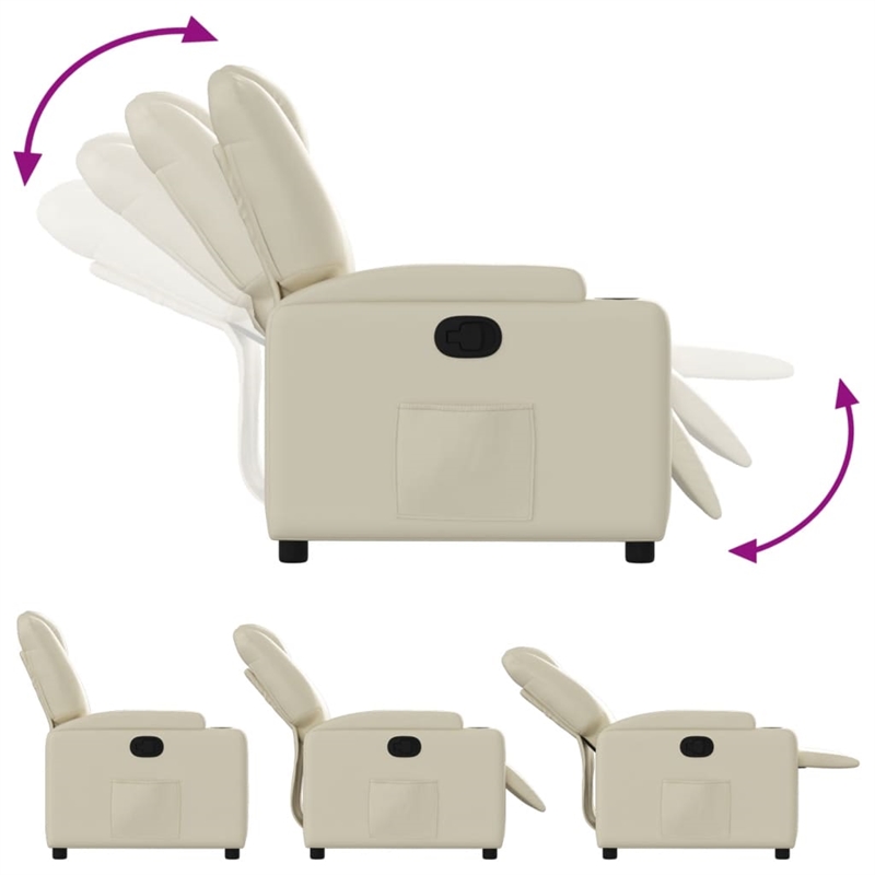 vidaXL Faux Leather Recliner Chair in Cream