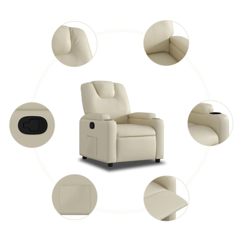 vidaXL Faux Leather Recliner Chair in Cream