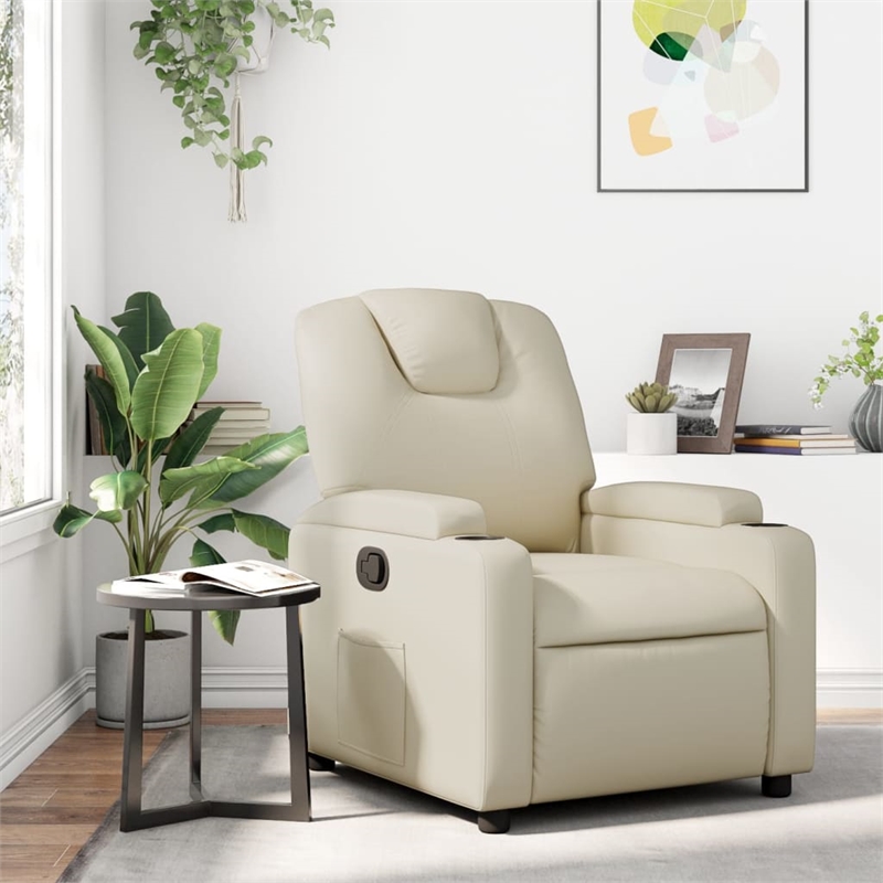 vidaXL Faux Leather Recliner Chair in Cream