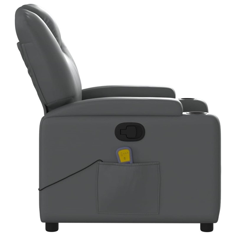 vidaXL Faux Leather Massage Recliner Chair in Grey