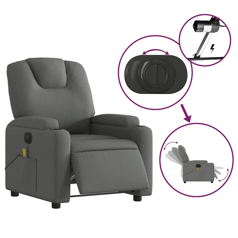 vidaXL Electric Massage Recliner Chair in Dark Gray