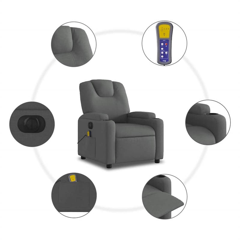vidaXL Electric Massage Recliner Chair in Dark Gray