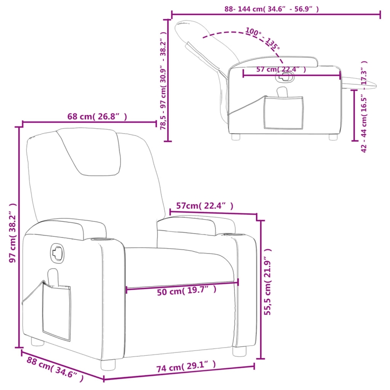 vidaXL Massage Recliner Chair in Black