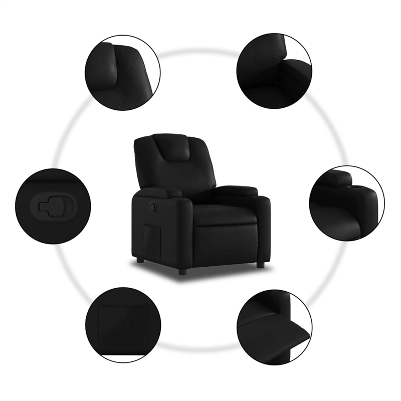 vidaXL Faux Leather Recliner Chair in Black