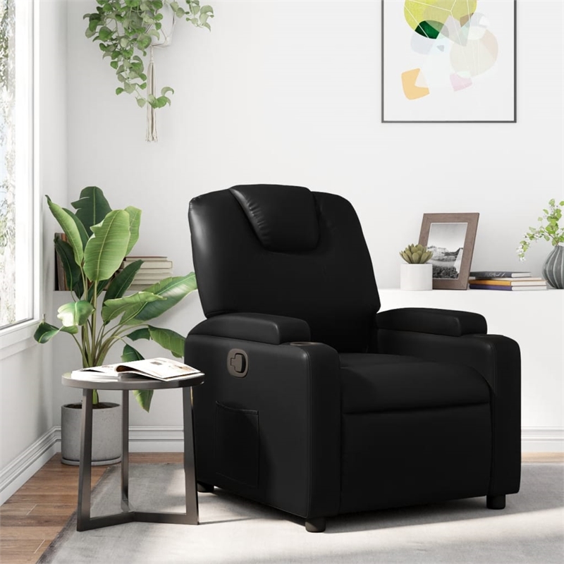 vidaXL Faux Leather Recliner Chair in Black